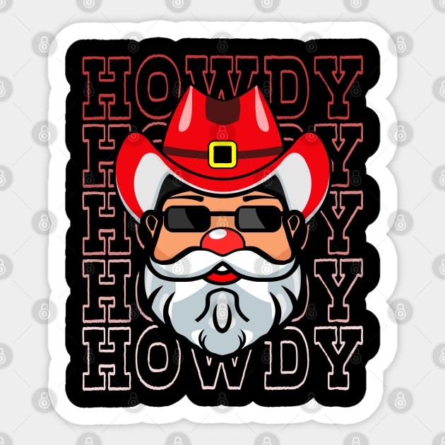 Christmas Santa Claus Funny Western Vintage Sticker by JaussZ